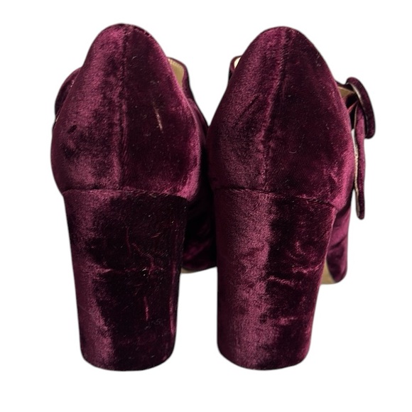 Marc Fisher Shaylie Mary Jane Pumps Elegant Velvet Sz 8.5 Burgundy 3.5 inch Heel - Picture 3 of 8